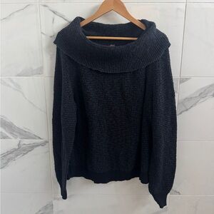 Free People oversized slouchy black knit turtleneck sweater - medium